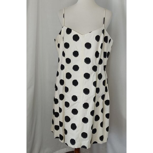 LOFT Dress White Black Polka Dot straps Cut OutBack Cotton Fit & Flare - Picture 3 of 10